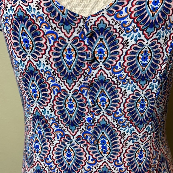 Scoop Pullover Dress‎ Ruffle Cap Sleeve Side Slit - Picture 6 of 9